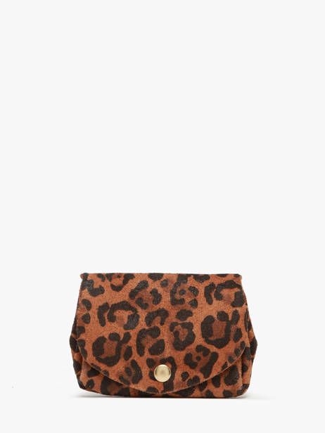 Porte-monnaie Cuir Paul marius Noir leopard GUSTALEO