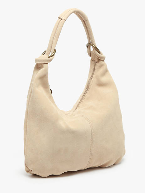 Shoulder Bag Velvet Leather Milano Beige velvet VE24111 other view 2