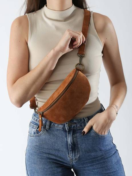 Sac Banane Milano Marron velvet VE19091 vue secondaire 1