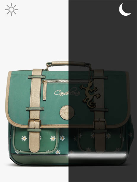 Satchel For Kids 3 Compartments Cameleon Green vintage fantasy CA41 other view 8