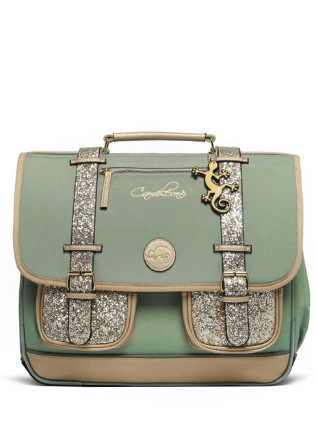 Satchel For Kids 3 Compartments Cameleon Green vintage fantasy CA41 other view 7