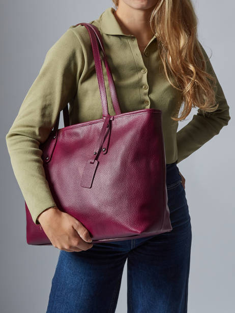 Leather Caviar Tote Bag Milano Violet caviar CA19111N other view 1