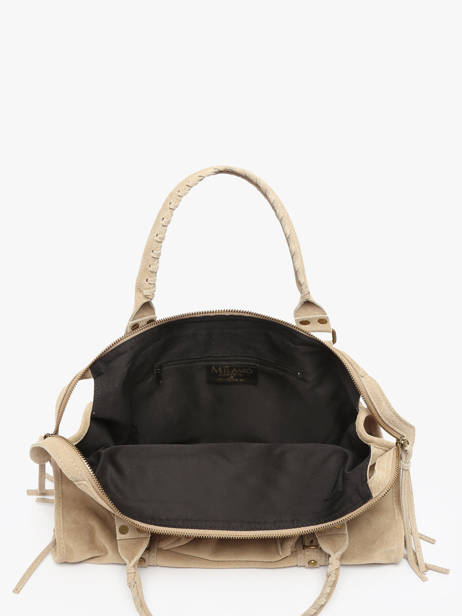 A4 Size Shoulder Bag Velvet Leather Milano Beige velvet VE24095 other view 3