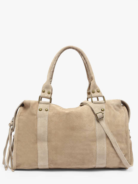 A4 Size Shoulder Bag Velvet Leather Milano Beige velvet VE24095 other view 4