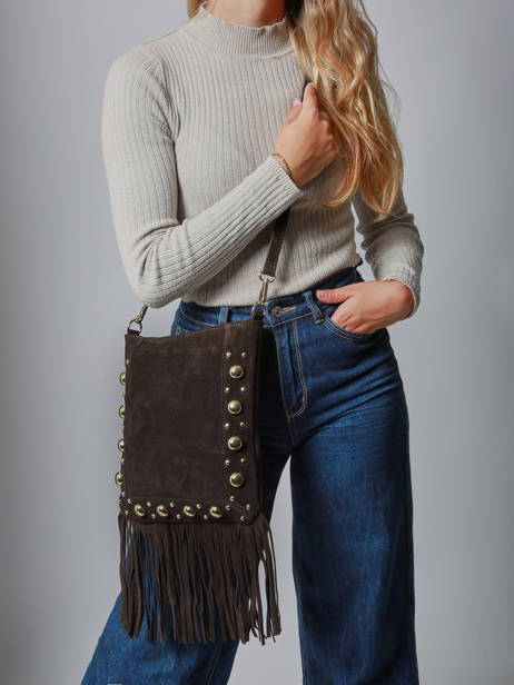 Shoulder Bag Velvet Leather Milano Brown velvet VE25061 other view 1