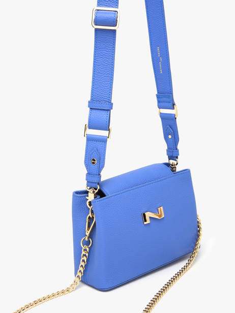Sac Bandoulière Poppy Cuir Nathan baume Bleu eden 2 vue secondaire 2