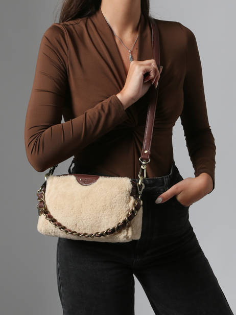 Sac Bandoulière Vintage Cuir Mila louise Beige vintage 23673TC vue secondaire 1