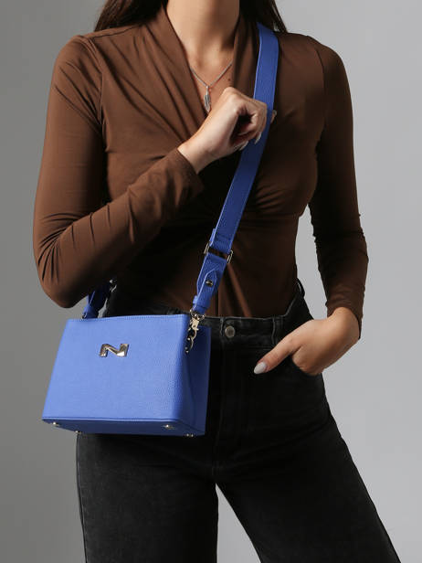 Sac Bandoulière Poppy Cuir Nathan baume Bleu eden 2 vue secondaire 1