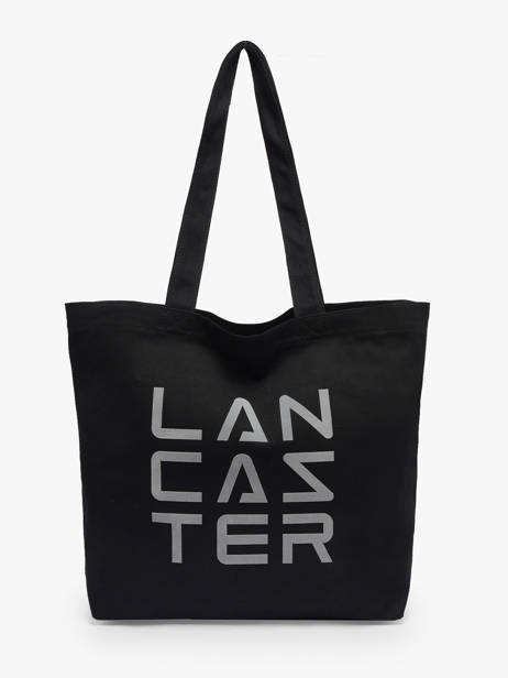 Sac Porté épaule Tote Bag 3 Lines Coton Lancaster Noir tote bag 3 lines 6