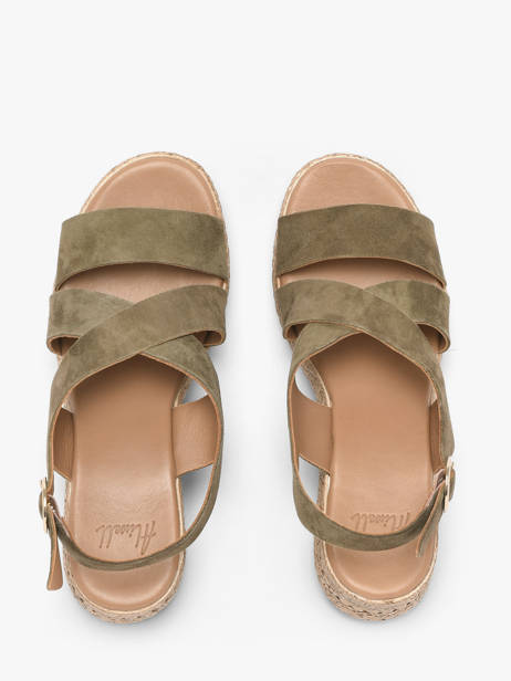 Sandales Talon Compensé En Cuir Aliwell Vert women A126158 vue secondaire 3