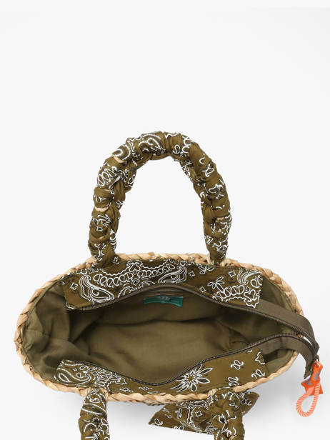 Satchel Bandana Straw Le voyage en panier Green bandana PM968 other view 3