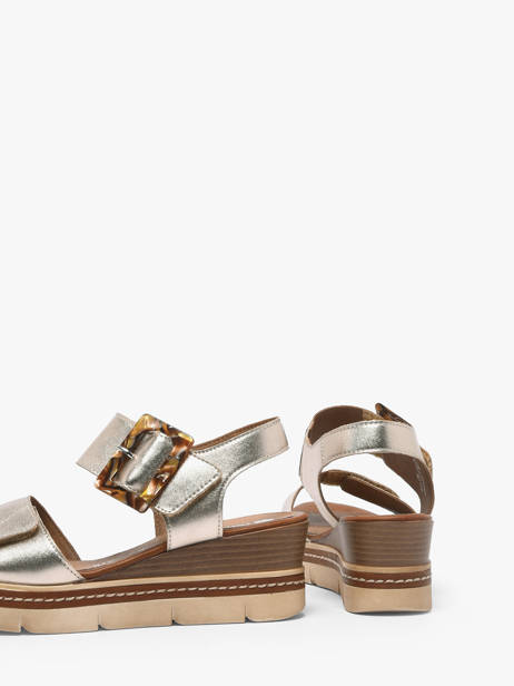 Wedge Sandals In Leather Remonte Gold women 90 other view 3