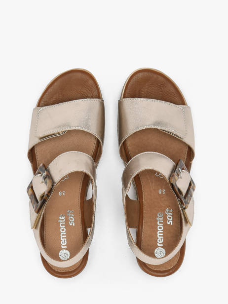 Wedge Sandals In Leather Remonte Gold women 90 other view 4