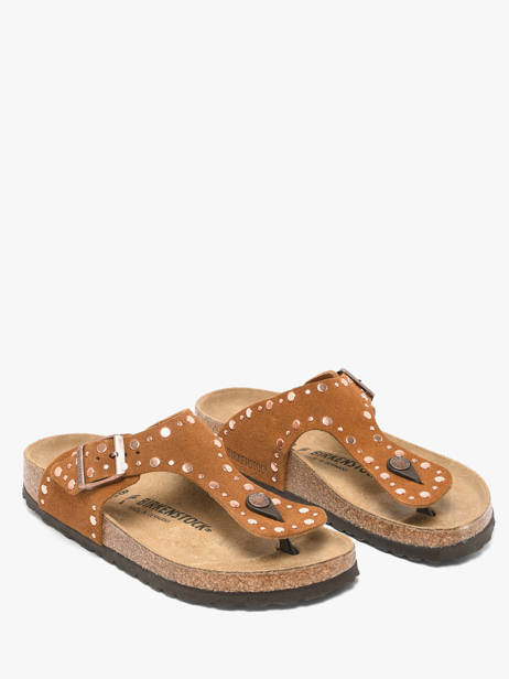 Slippers In Leather Birkenstock Brown women 1031733 other view 2