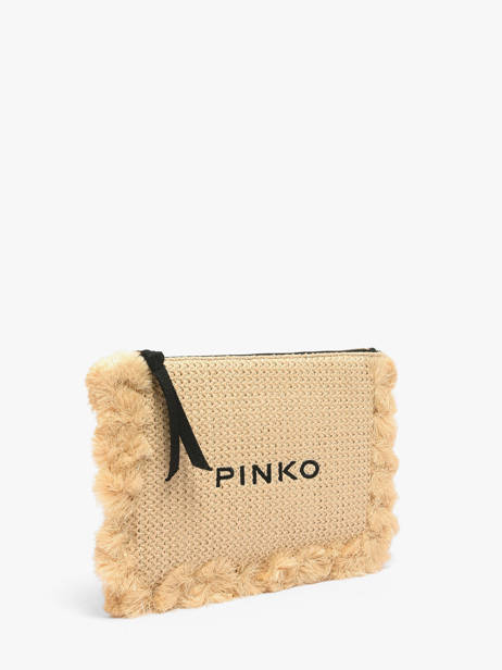 Raffia Logo Clutch Bag Pinko Beige logo shopper 6718A39Y other view 2