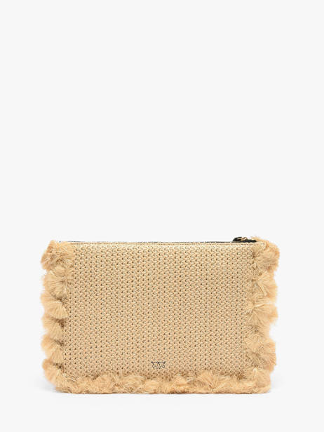 Raffia Logo Clutch Bag Pinko Beige logo shopper 6718A39Y other view 5