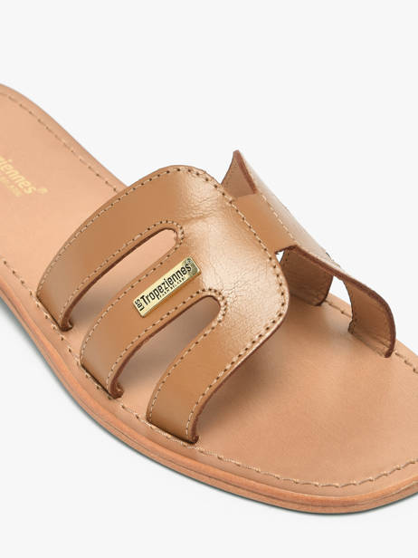 Leather Hadamia Slide Sandals Les tropeziennes Brown women HADAMIA other view 2
