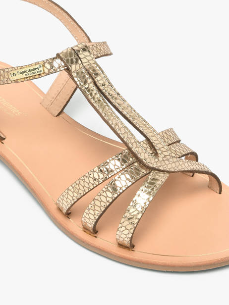 Flip Flops In Leather Les tropeziennes Gold women HAMELIE other view 2