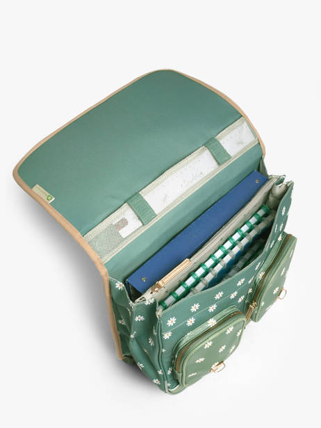 Schoolbag On Wheels For Kids 2 Compartments Cameleon Green vintage fantasy PBVGCR38 other view 3