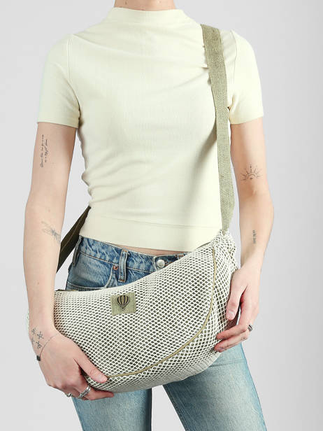 Shoulder Bag Resille Cotton Le voyage en panier Green resille PM943 other view 1