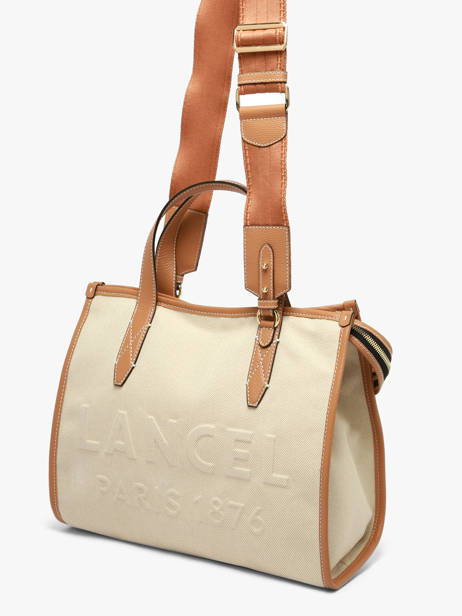 Medium Jour Satchel Canvas And Leather Lancel Beige jour A14027 other view 2