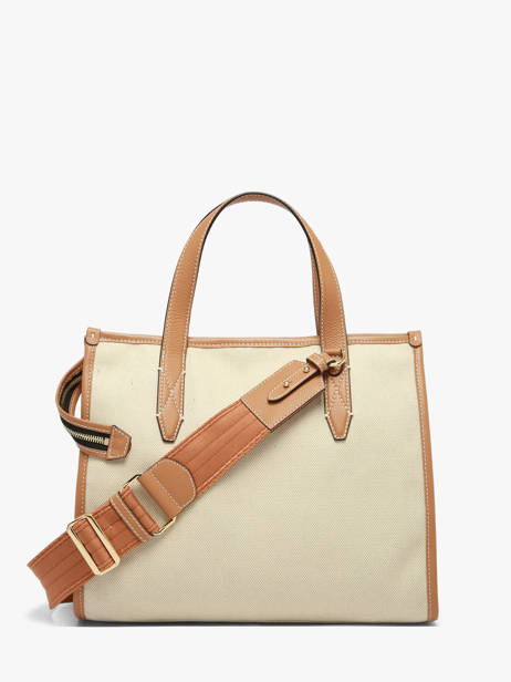 Medium Jour Satchel Canvas And Leather Lancel Beige jour A14027 other view 5