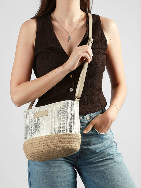 Crossbody Bag Irisé Raffia Le voyage en panier White guimauve PM289 other view 2