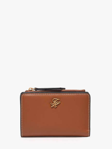 Portefeuille Cuir Tommy hilfiger Marron th script AW18490