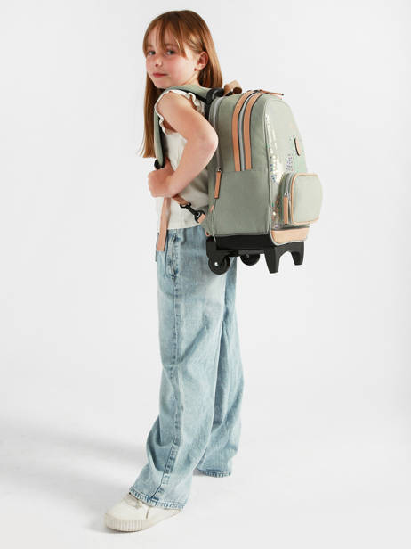Sac A Dos à Roulettes 2 Compartiments Vintage Fantasy Cameleon Vert vintage fantasy SR40 vue secondaire 2