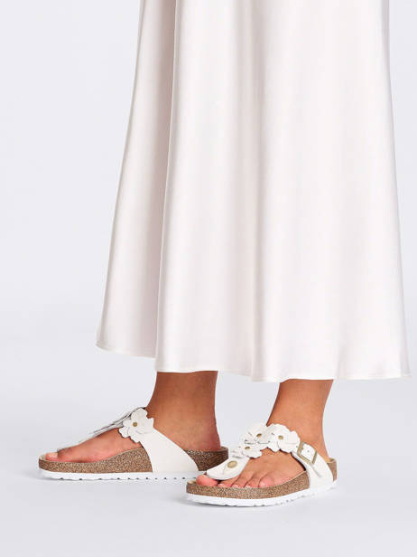 Slippers Gizeh Flower In Leather Birkenstock White women 1026735 other view 1