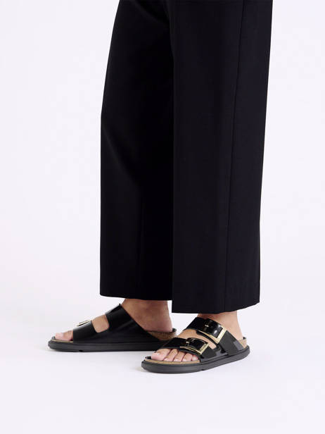 Slippers Arizona Droplet In Leather Birkenstock Black women 1029353 other view 1