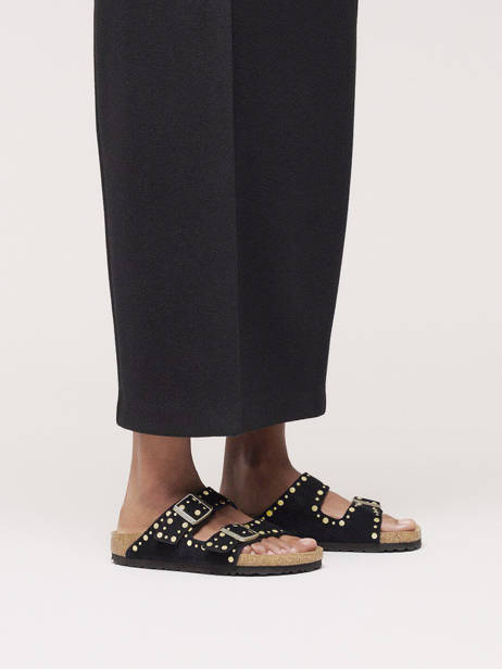 Slippers Arizona Rivet In Leather Birkenstock Black women 1030348 other view 1