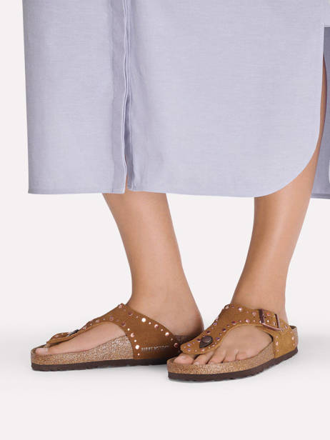 Slippers In Leather Birkenstock Brown women 1031733 other view 1