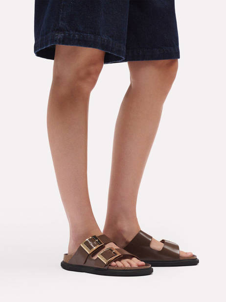Slippers Arizona Droplet In Leather Birkenstock Brown women 1031910 other view 1
