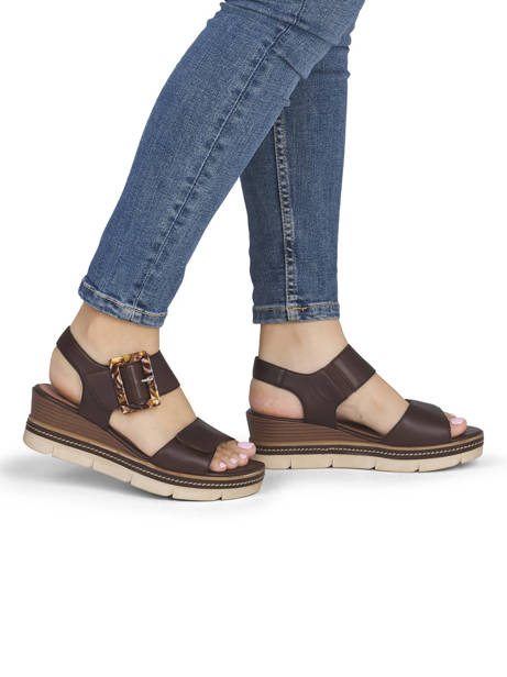 Wedge Sandals In Leather Remonte Brown women 25 other view 1